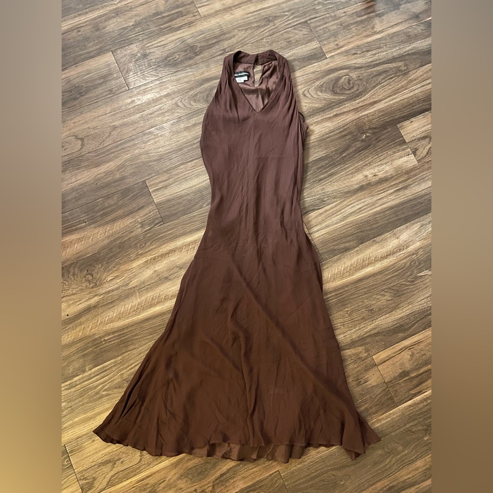 Donna Morgan 100 Percent Silk Chocolate Brown Sleeveless Dress Size 10